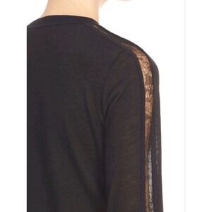 Jason Wu Sweater Black Large Lace‎ Inset Stretch Wool & Silk Goth Dark Romantic